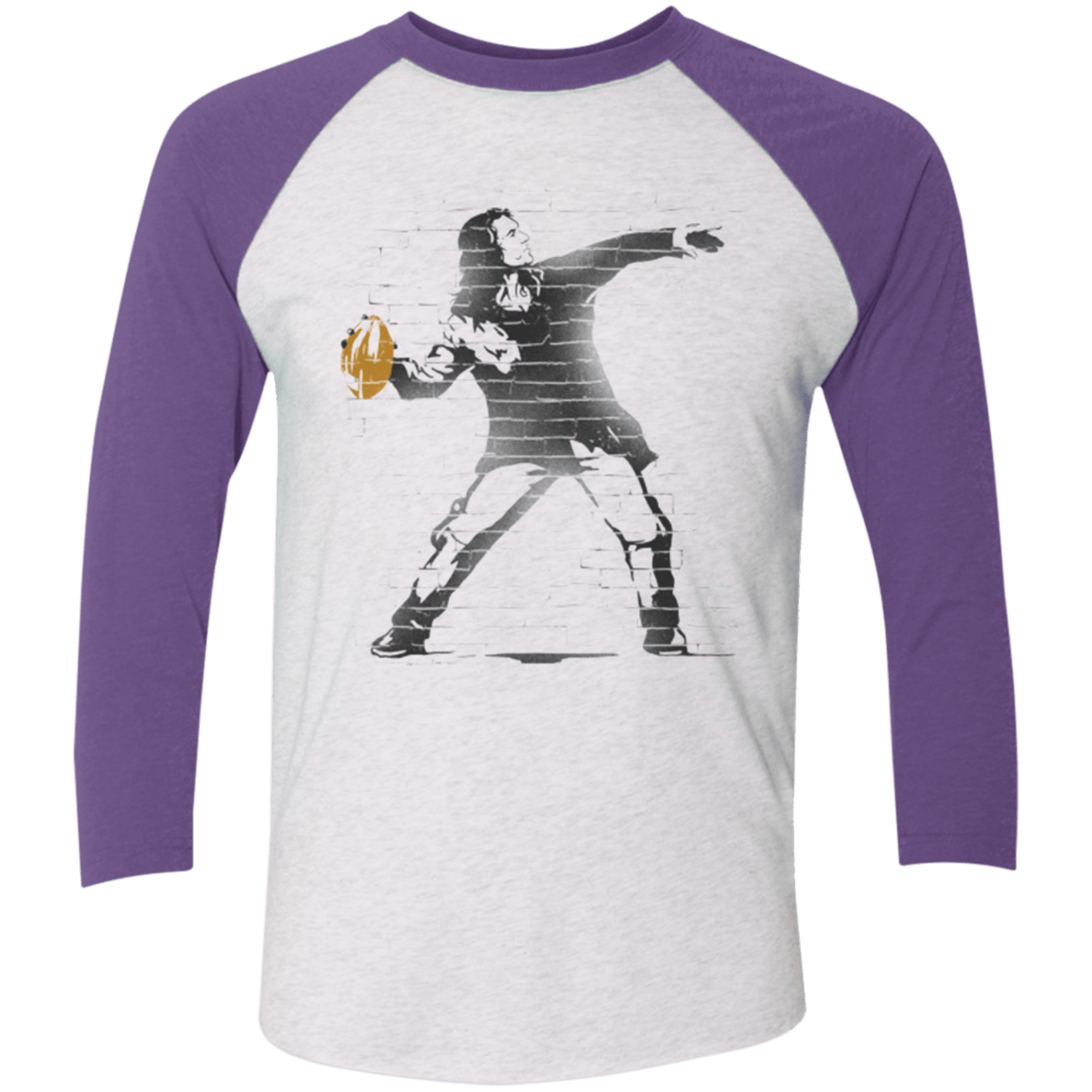 T-Shirts Heather White/Purple Rush / X-Small GO LONG MARK Men's Triblend 3/4 Sleeve