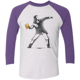 T-Shirts Heather White/Purple Rush / X-Small GO LONG MARK Men's Triblend 3/4 Sleeve