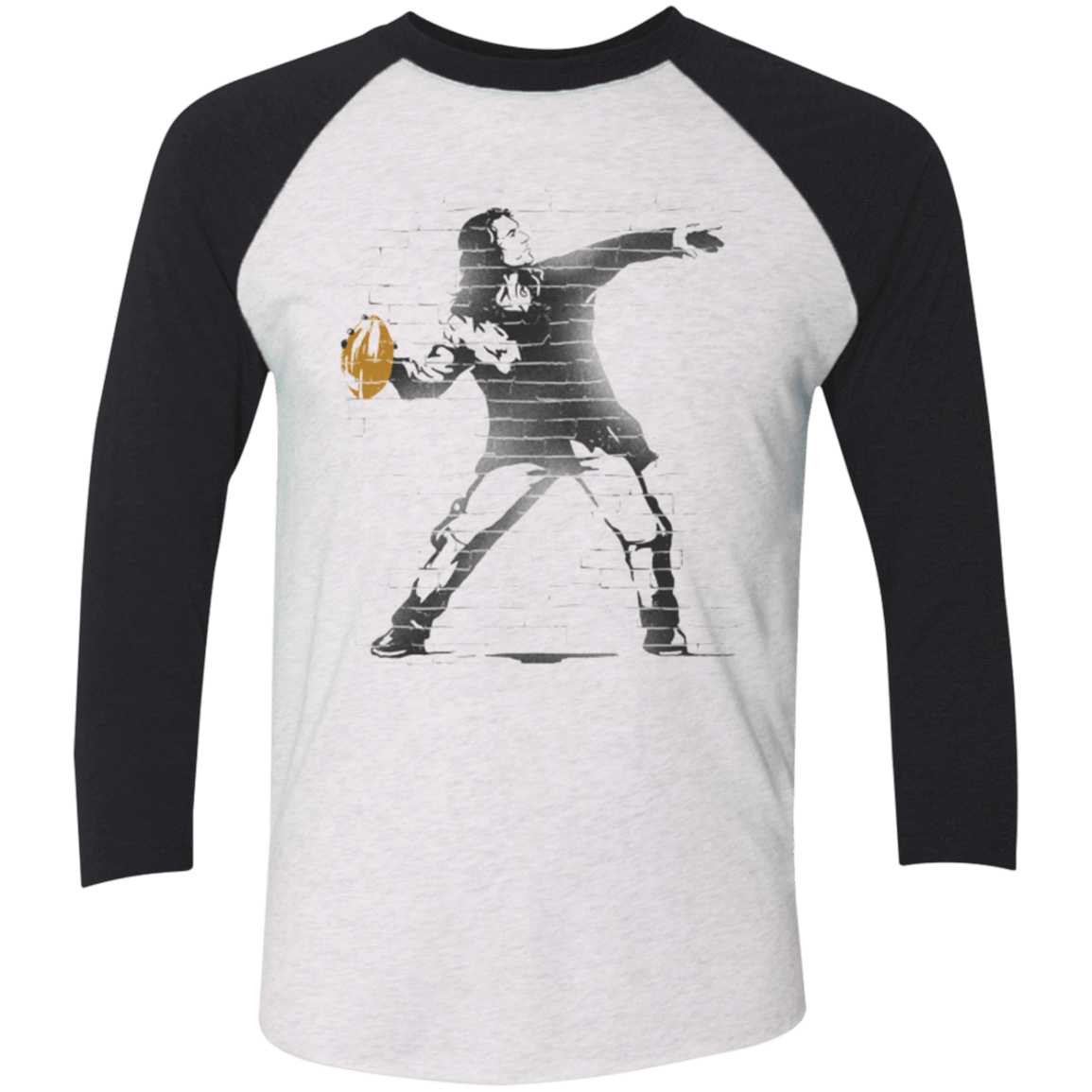 T-Shirts Heather White/Vintage Black / X-Small GO LONG MARK Men's Triblend 3/4 Sleeve