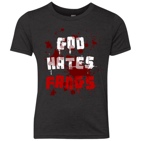 T-Shirts Vintage Black / YXS God hates fangs Youth Triblend T-Shirt