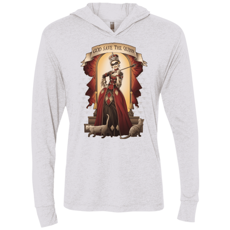T-Shirts Heather White / X-Small God Save The Quinn Triblend Long Sleeve Hoodie Tee