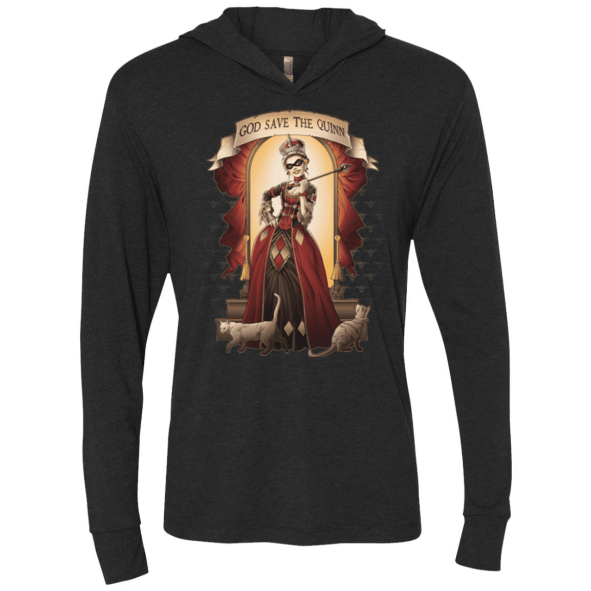 T-Shirts Vintage Black / X-Small God Save The Quinn Triblend Long Sleeve Hoodie Tee