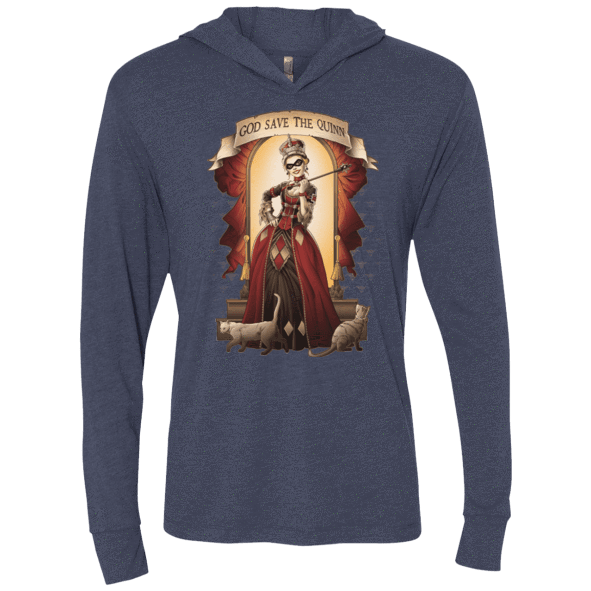 T-Shirts Vintage Navy / X-Small God Save The Quinn Triblend Long Sleeve Hoodie Tee