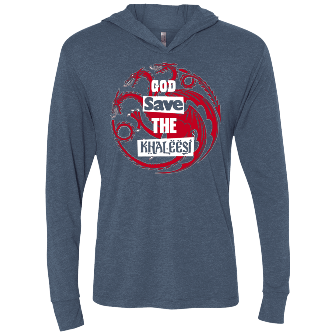 T-Shirts Indigo / X-Small God save Triblend Long Sleeve Hoodie Tee