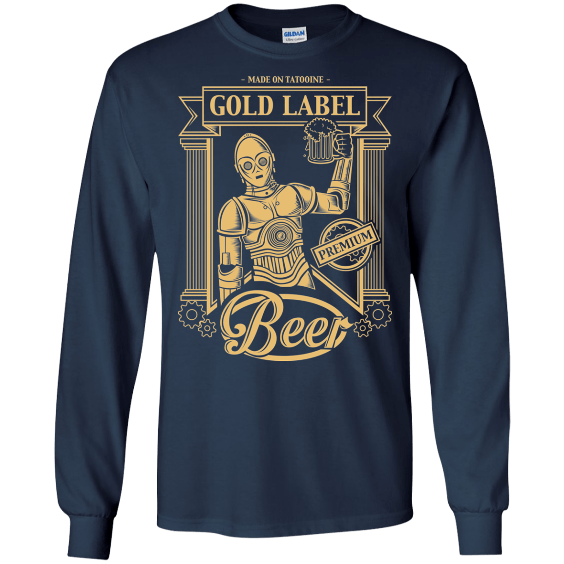 T-Shirts Navy / S Gold Label Beer Men's Long Sleeve T-Shirt