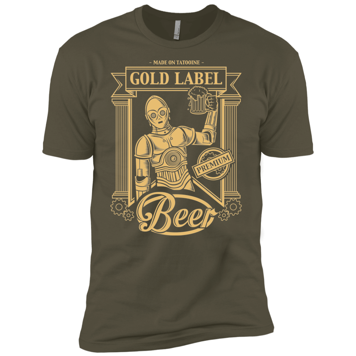 T-Shirts Military Green / X-Small Gold Label Beer Men's Premium T-Shirt