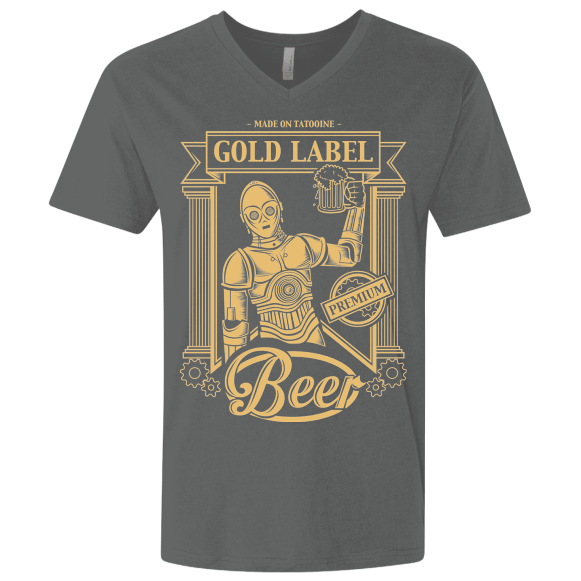 T-Shirts Heavy Metal / X-Small Gold Label Beer Men's Premium V-Neck