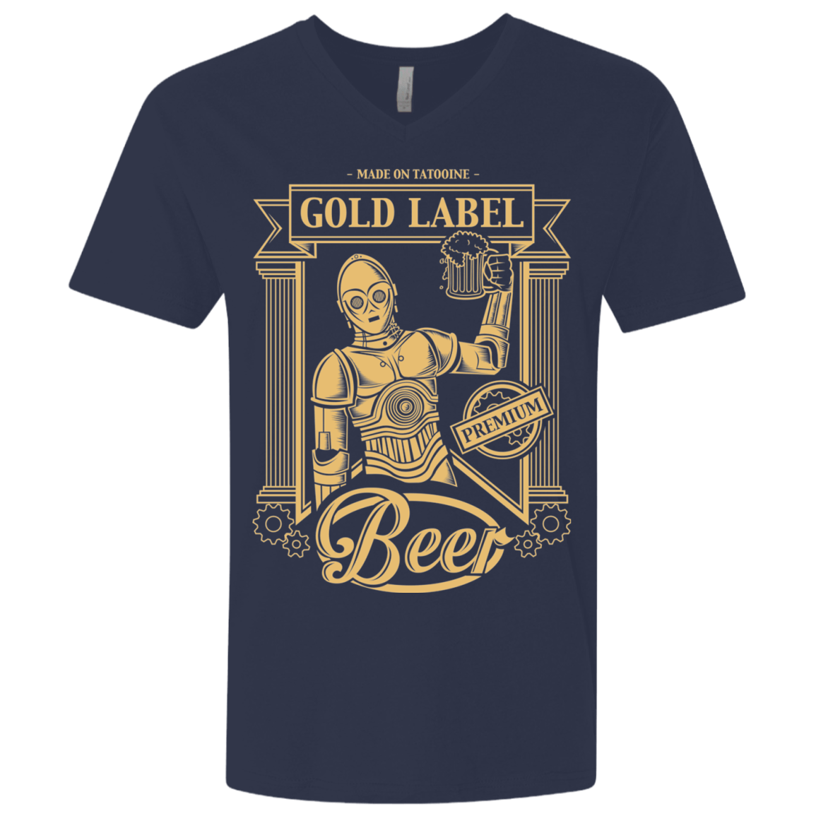 T-Shirts Midnight Navy / X-Small Gold Label Beer Men's Premium V-Neck