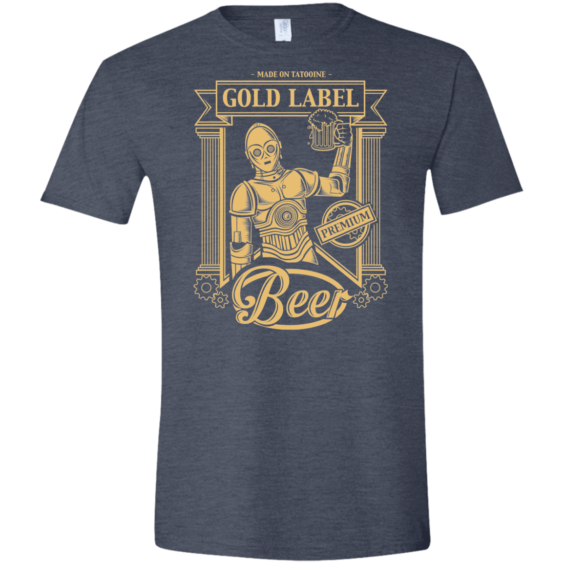 T-Shirts Heather Navy / S Gold Label Beer Men's Semi-Fitted Softstyle