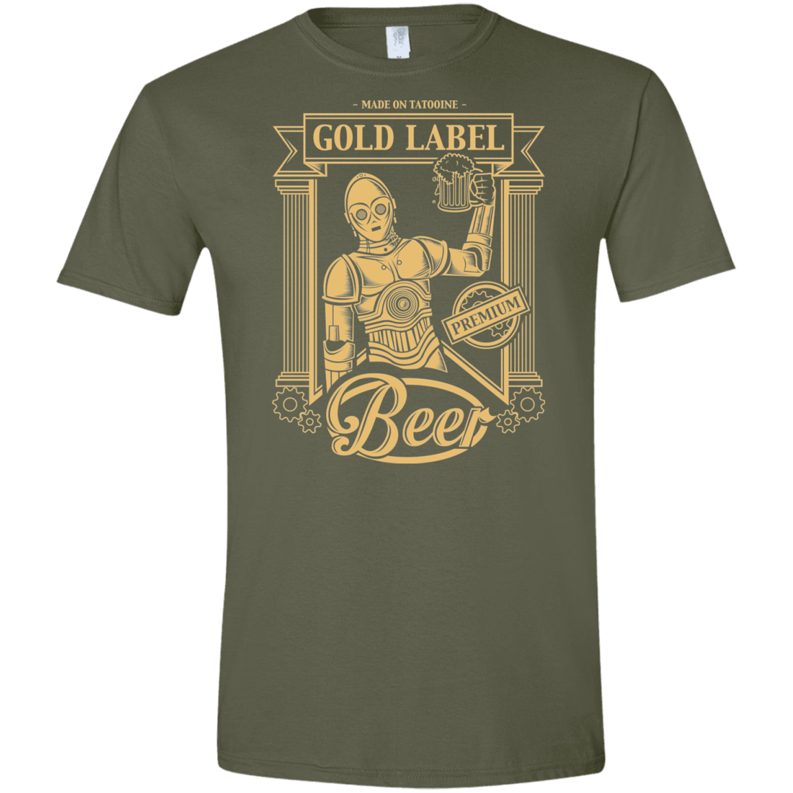 T-Shirts Military Green / S Gold Label Beer Men's Semi-Fitted Softstyle