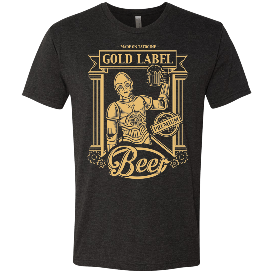 T-Shirts Vintage Black / S Gold Label Beer Men's Triblend T-Shirt