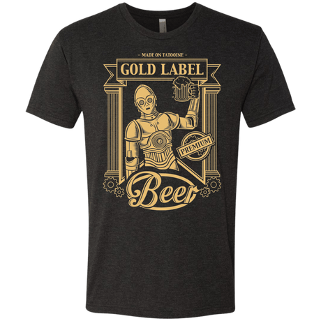 T-Shirts Vintage Black / S Gold Label Beer Men's Triblend T-Shirt