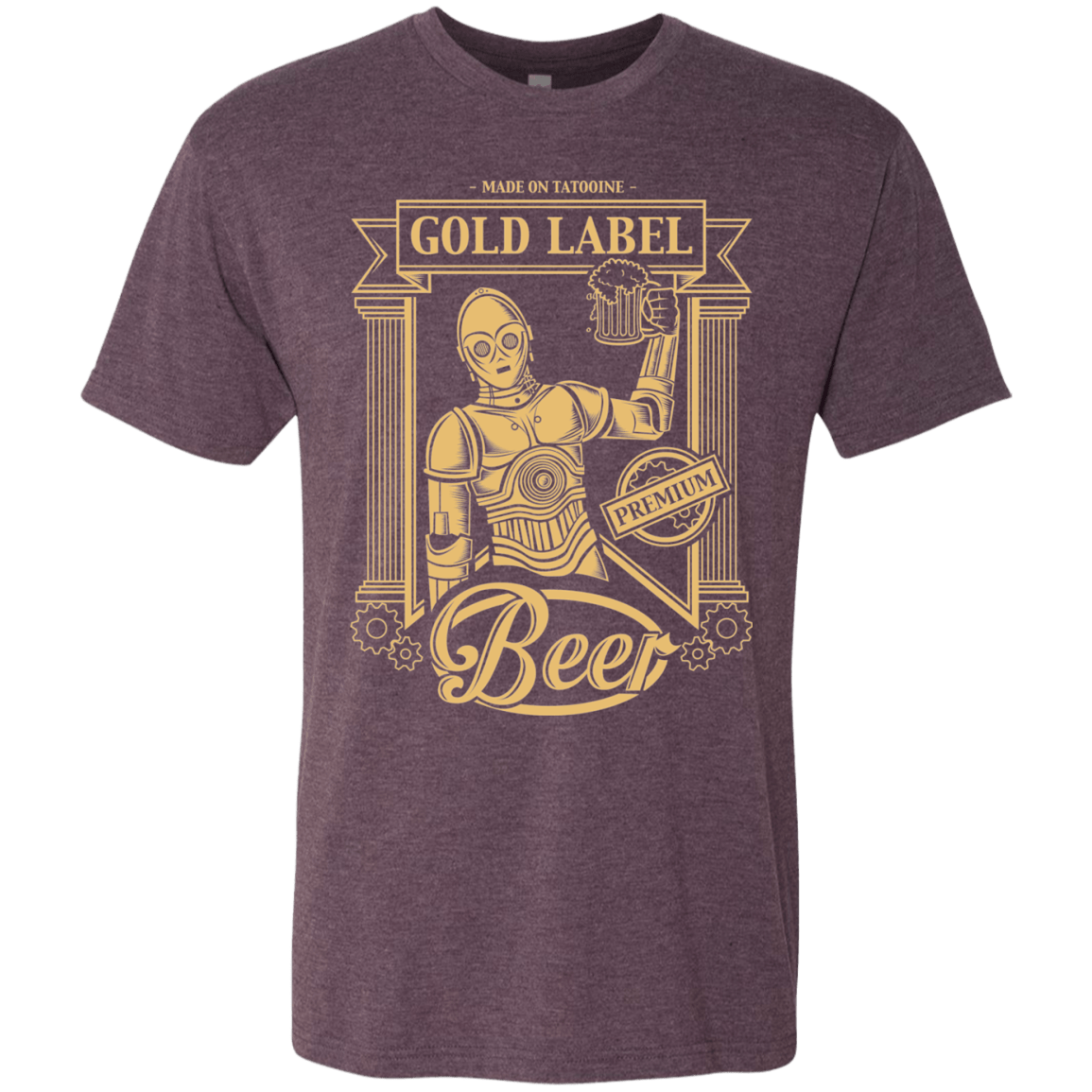 T-Shirts Vintage Purple / S Gold Label Beer Men's Triblend T-Shirt