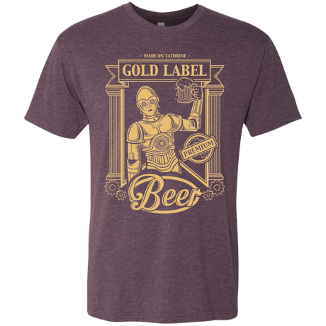 T-Shirts Vintage Purple / S Gold Label Beer Men's Triblend T-Shirt