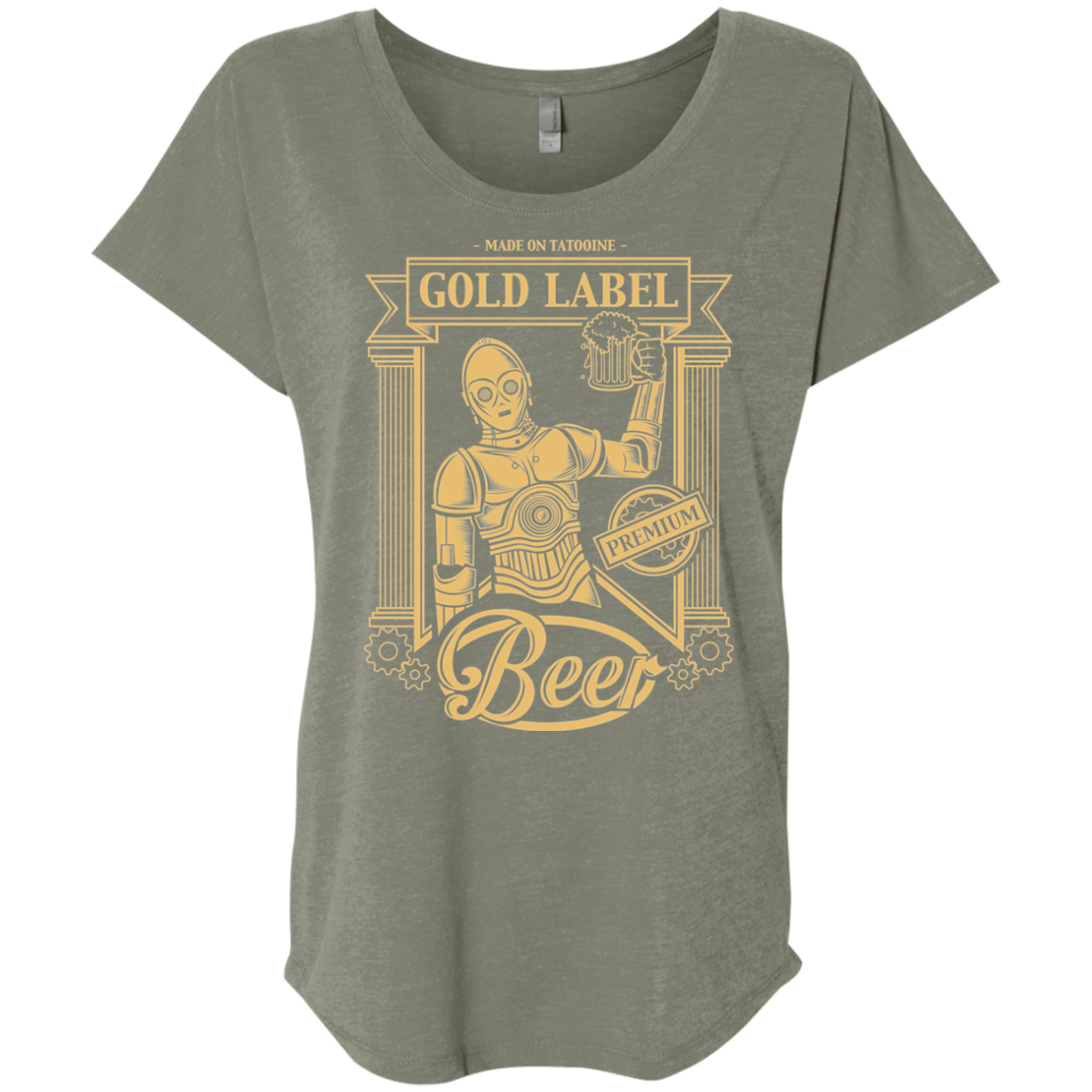 T-Shirts Venetian Grey / X-Small Gold Label Beer Triblend Dolman Sleeve