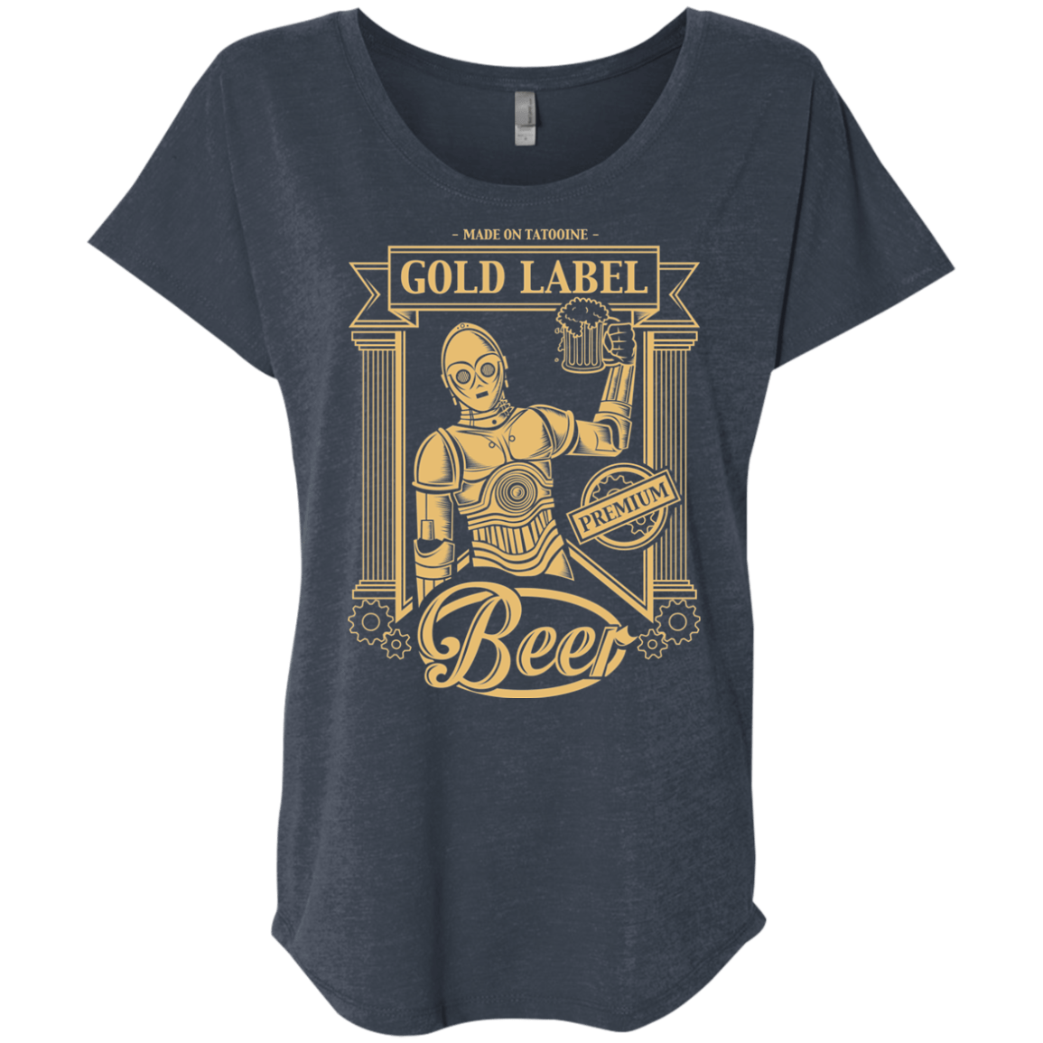 T-Shirts Vintage Navy / X-Small Gold Label Beer Triblend Dolman Sleeve