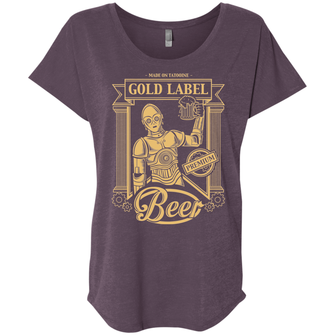 T-Shirts Vintage Purple / X-Small Gold Label Beer Triblend Dolman Sleeve