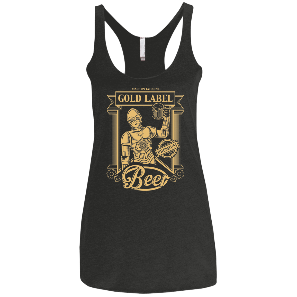 T-Shirts Vintage Black / X-Small Gold Label Beer Women's Triblend Racerback Tank