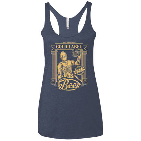 T-Shirts Vintage Navy / X-Small Gold Label Beer Women's Triblend Racerback Tank