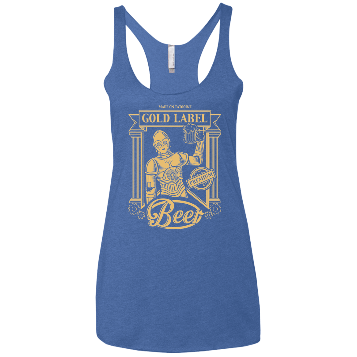 T-Shirts Vintage Royal / X-Small Gold Label Beer Women's Triblend Racerback Tank