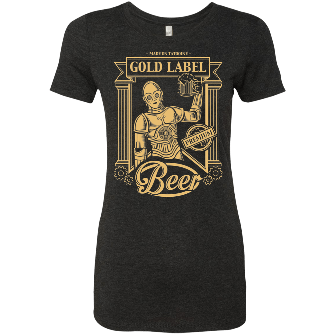 T-Shirts Vintage Black / S Gold Label Beer Women's Triblend T-Shirt