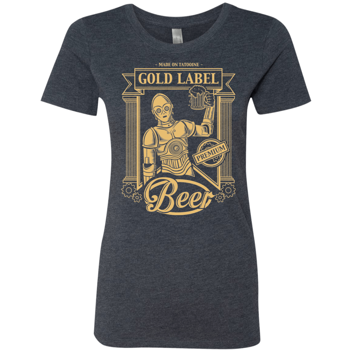 T-Shirts Vintage Navy / S Gold Label Beer Women's Triblend T-Shirt
