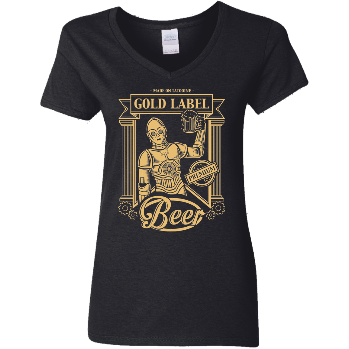 T-Shirts Black / S Gold Label Beer Women's V-Neck T-Shirt