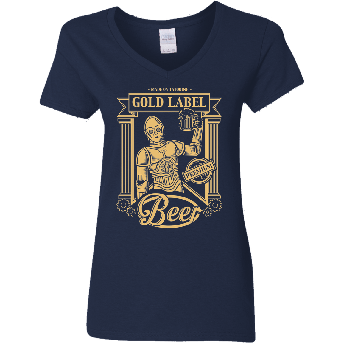 T-Shirts Navy / S Gold Label Beer Women's V-Neck T-Shirt