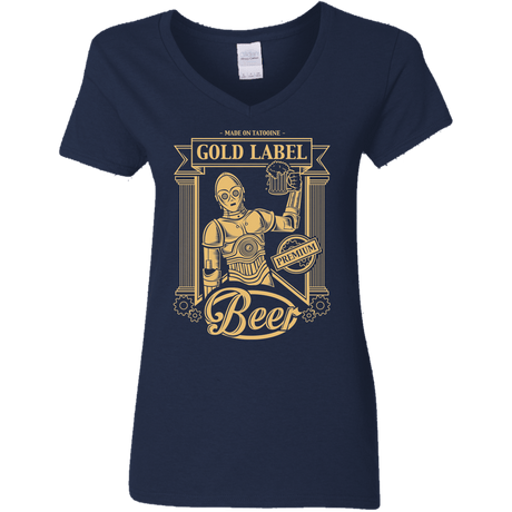 T-Shirts Navy / S Gold Label Beer Women's V-Neck T-Shirt