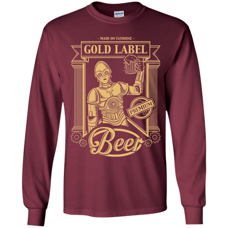T-Shirts Maroon / YS Gold Label Beer Youth Long Sleeve T-Shirt