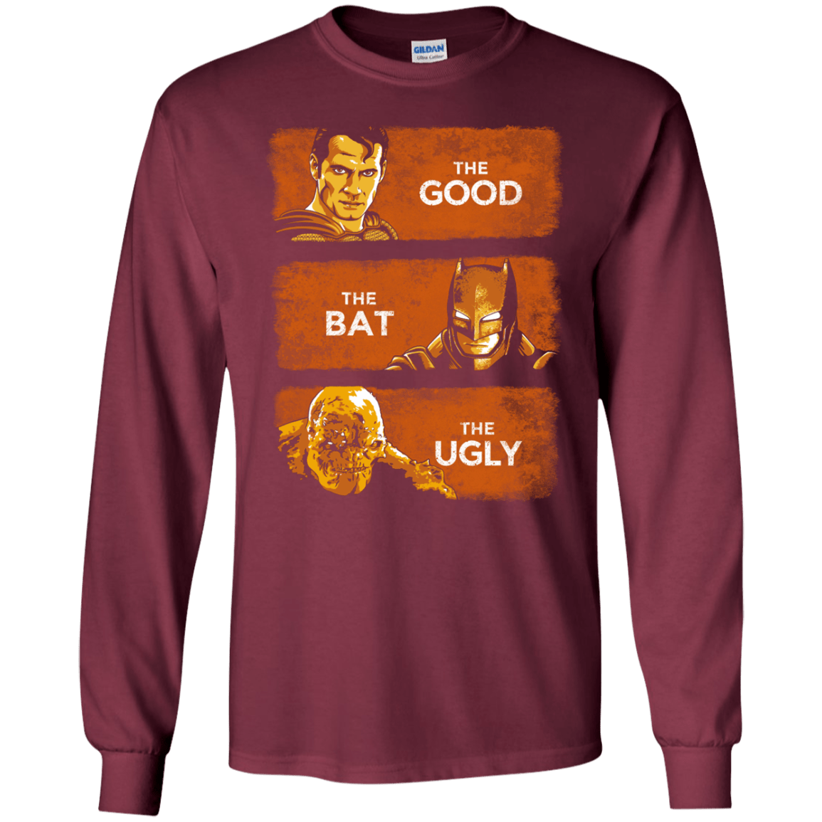 T-Shirts Maroon / S Good, Bat, Ugly Men's Long Sleeve T-Shirt