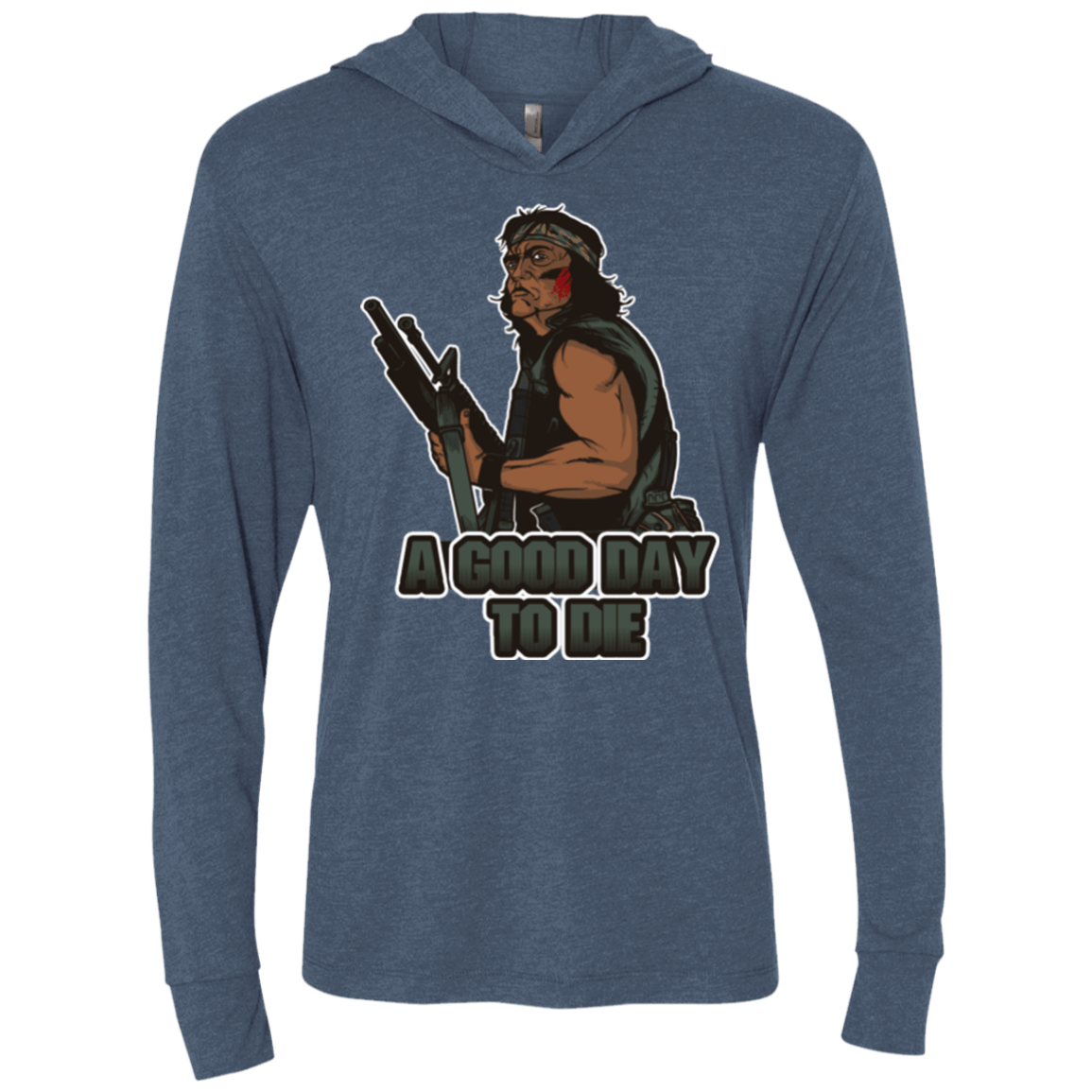 T-Shirts Indigo / X-Small Good Day To Die Triblend Long Sleeve Hoodie Tee