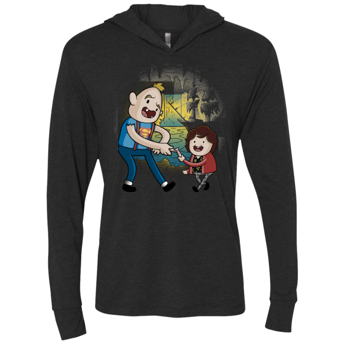 T-Shirts Vintage Black / X-Small Goonies Time Triblend Long Sleeve Hoodie Tee