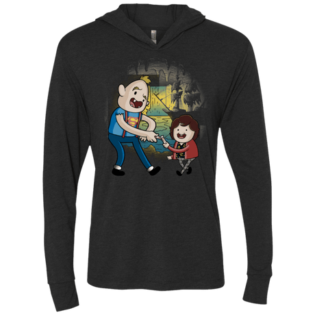 T-Shirts Vintage Black / X-Small Goonies Time Triblend Long Sleeve Hoodie Tee