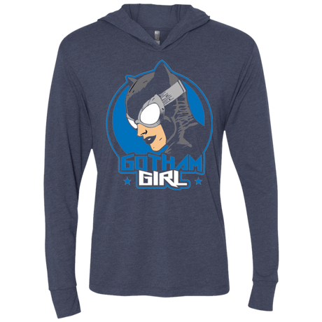 T-Shirts Vintage Navy / X-Small Gotham Girl Triblend Long Sleeve Hoodie Tee