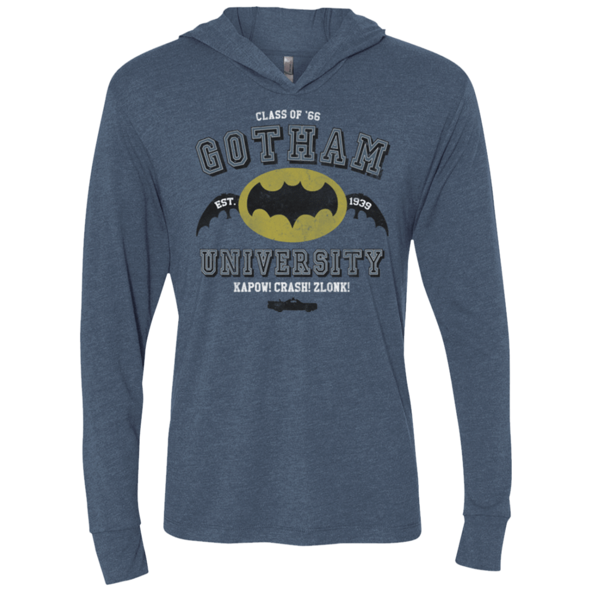 T-Shirts Indigo / X-Small Gotham University Triblend Long Sleeve Hoodie Tee