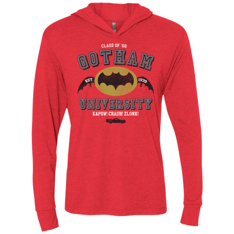 T-Shirts Vintage Red / X-Small Gotham University Triblend Long Sleeve Hoodie Tee