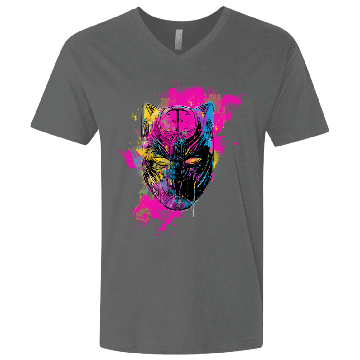 T-Shirts Heavy Metal / X-Small Graffiti Panther Men's Premium V-Neck
