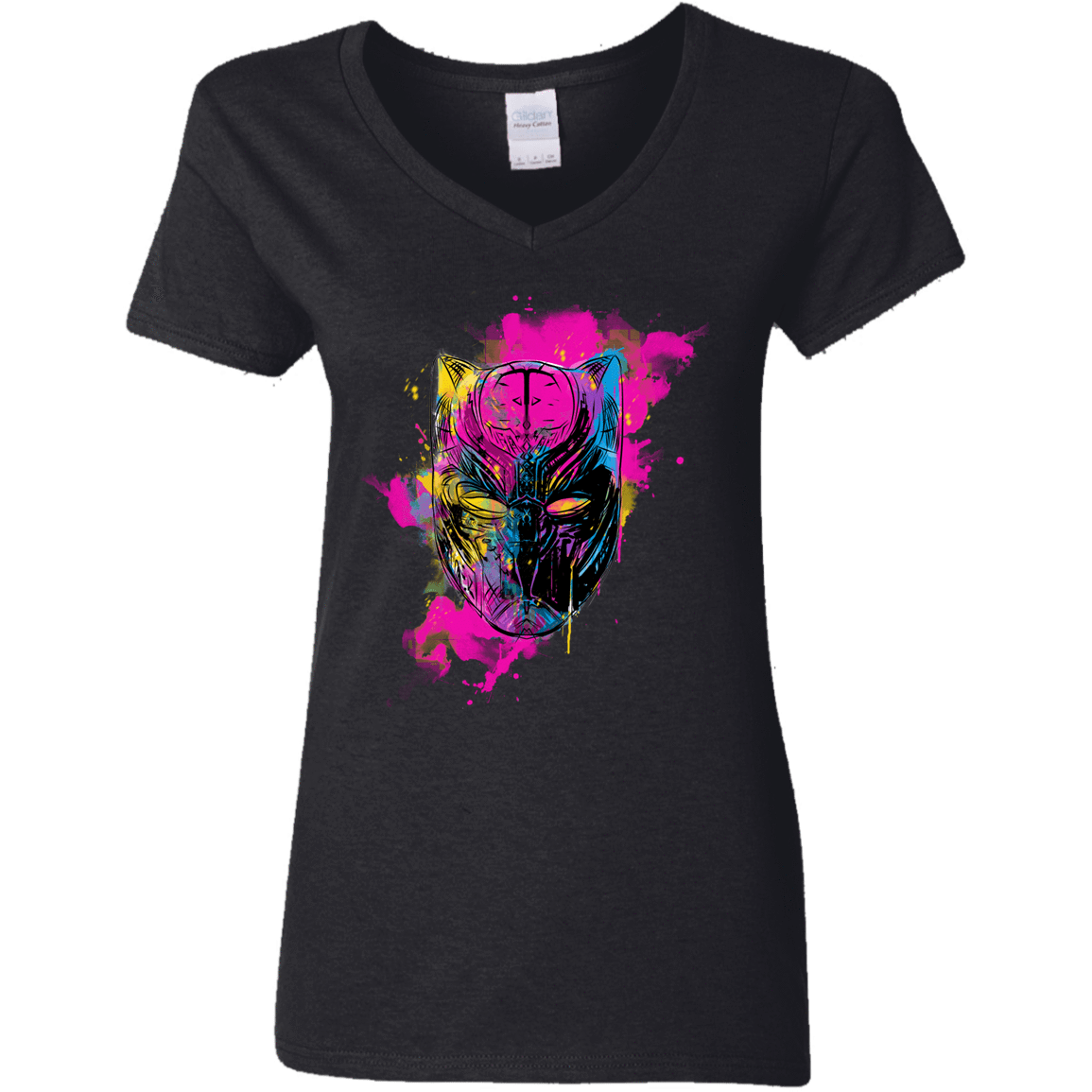 T-Shirts Black / S Graffiti Panther Women's V-Neck T-Shirt