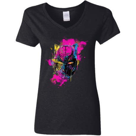 T-Shirts Black / S Graffiti Panther Women's V-Neck T-Shirt