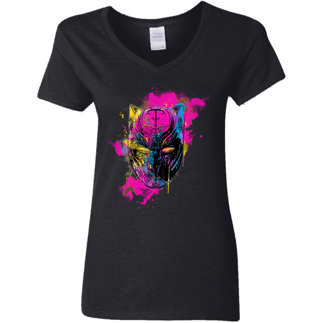 T-Shirts Black / S Graffiti Panther Women's V-Neck T-Shirt