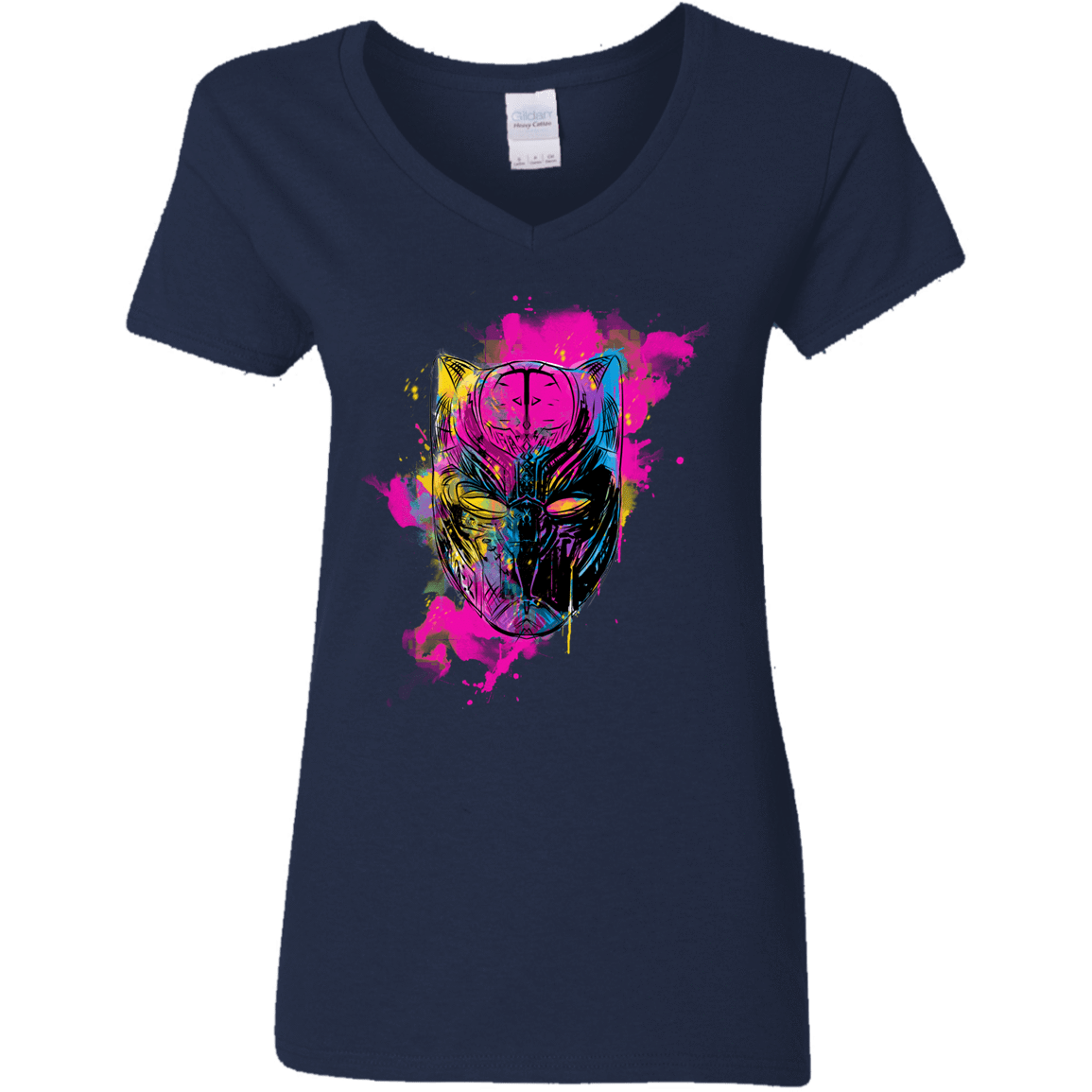 T-Shirts Navy / S Graffiti Panther Women's V-Neck T-Shirt