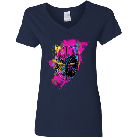 T-Shirts Navy / S Graffiti Panther Women's V-Neck T-Shirt