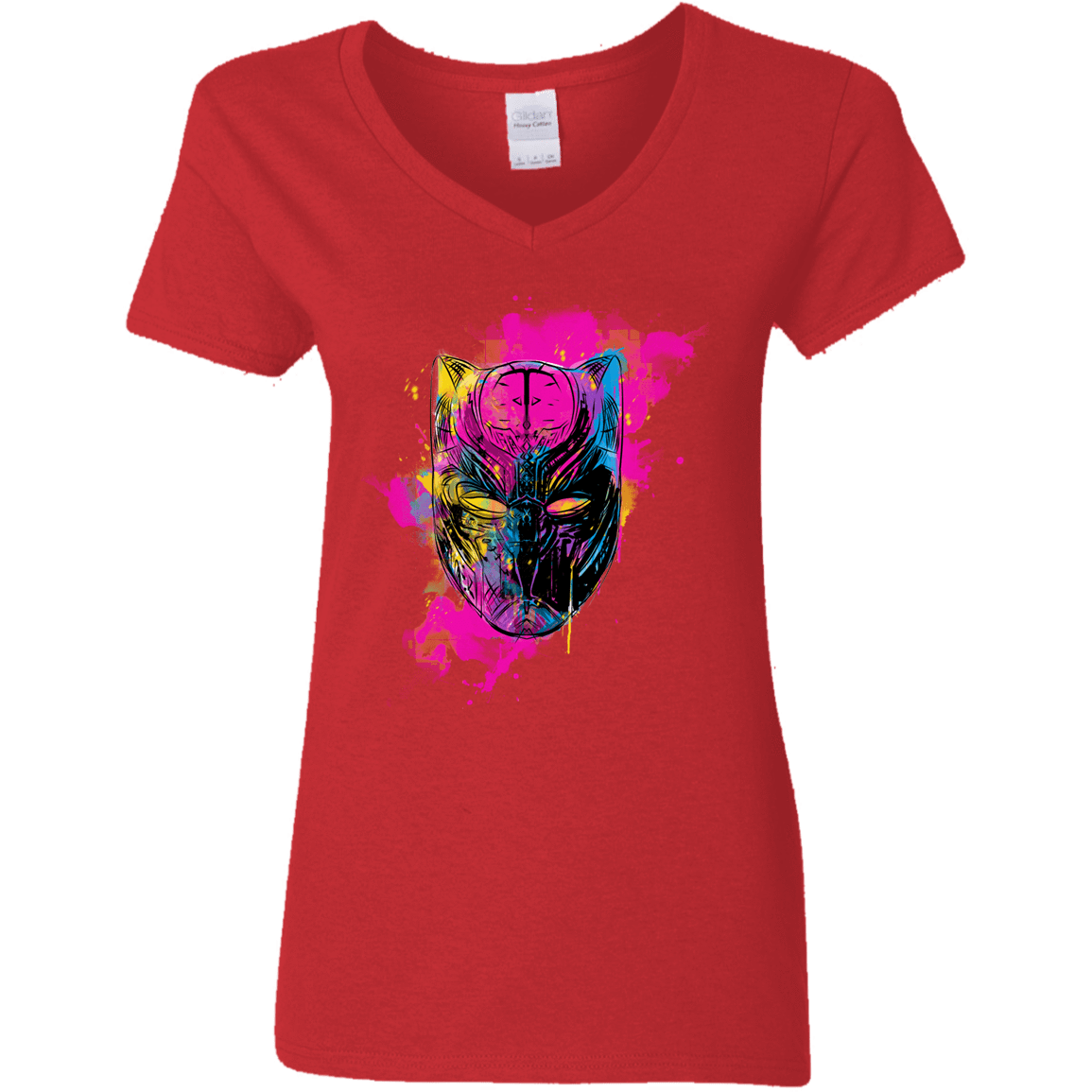 T-Shirts Red / S Graffiti Panther Women's V-Neck T-Shirt