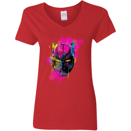 T-Shirts Red / S Graffiti Panther Women's V-Neck T-Shirt