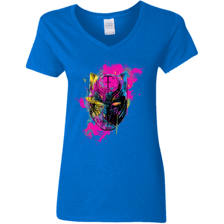 T-Shirts Royal / S Graffiti Panther Women's V-Neck T-Shirt