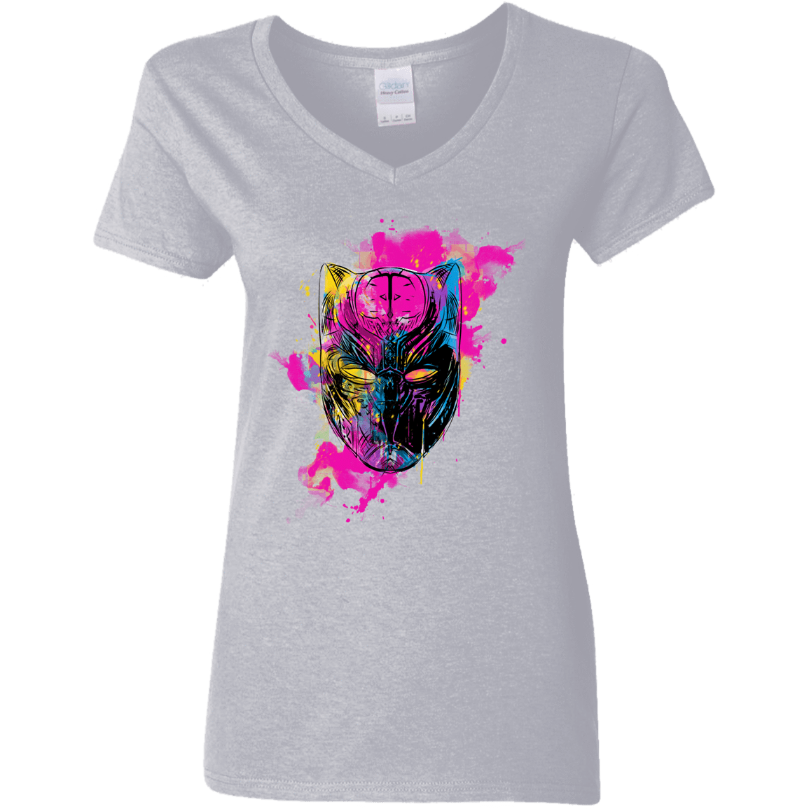 T-Shirts Sport Grey / S Graffiti Panther Women's V-Neck T-Shirt