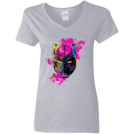 T-Shirts Sport Grey / S Graffiti Panther Women's V-Neck T-Shirt