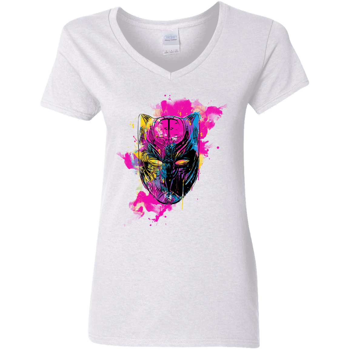 T-Shirts White / S Graffiti Panther Women's V-Neck T-Shirt