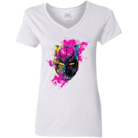 T-Shirts White / S Graffiti Panther Women's V-Neck T-Shirt